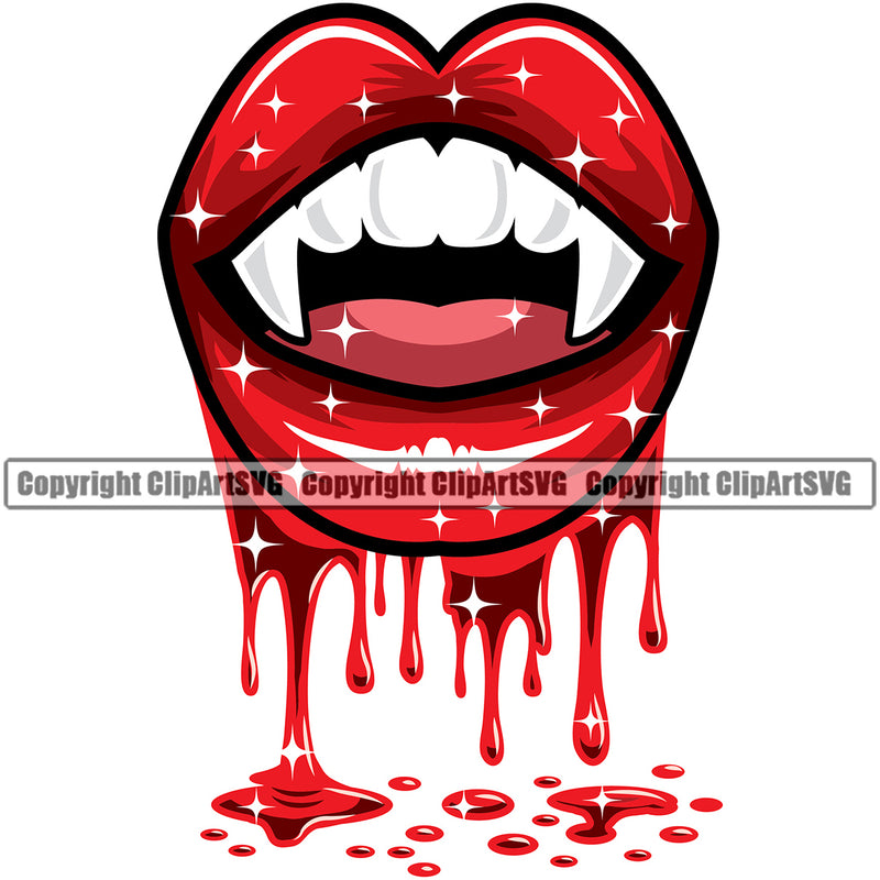 Lips Blood Drip Bloody Dripping Horror Shine Vampire Fangs Drip Woman Female Girl Lady Design Element Face Sexy Mouth Position Head Cartoon Character Mascot Creation Create Art Artwork Creator Business Company Logo Clipart SVG