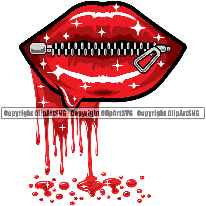Lips Blood Drip Bloody Dripping Horror Drip Zipper Design Element Face Sexy Mouth Position Head Cartoon Woman Female Girl Lady Mascot Creation Create Art Artwork Creator Business Company Logo Clipart SVG