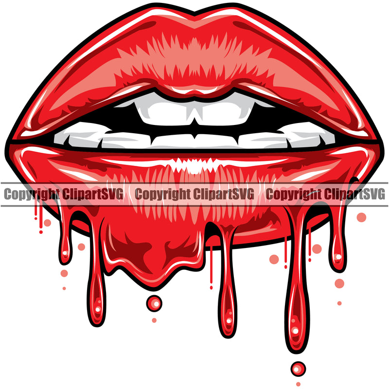 Lips Blood Drip Bloody Dripping Horror White Teeth Design Element Face Sexy Mouth Woman Female Girl Lady Character Mascot Creation Create Art Artwork Creator Business Company Logo Clipart SVG