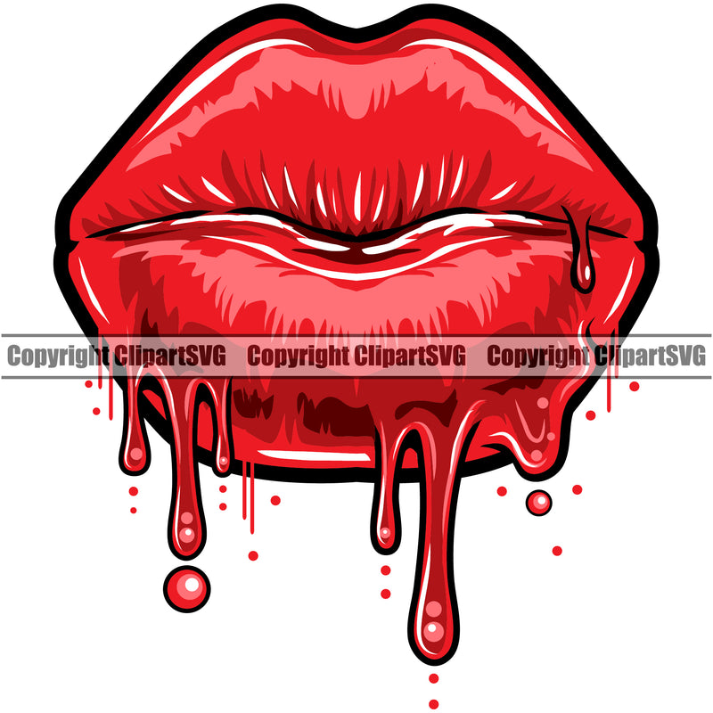 Lips Blood Drip Bloody Dripping Horror Woman Female Girl Lady Design Element Face Sexy Mouth Position Head Cartoon Character Mascot Creation Create Art Artwork Creator Business Company Logo Clipart SVG