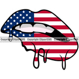 Lips USA Flag Drip Splash Design Element Face Sexy Mouth Position Head Cartoon Character Mascot Creation Create Art Artwork Creator Business Company Logo Clipart SVG