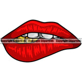 Lips Red Color Design Element Bottom Gold Teeth Face Sexy Mouth Position Gangster Grill Thug Mean Mug Bling Jewelry Cartoon Character Mascot Creation Create Art Artwork Creator Business Company Logo Clipart SVG