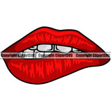Lips Red Color Design Element Gold Teeth Gangster Grill Thug Mean Mug Jewelry Female Girl Lady Face Sexy Mouth Position Head Cartoon Character Mascot Creation Create Art Artwork Creator Company Logo Clipart SVG