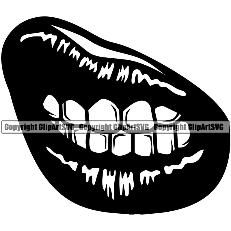 Lips Black Design Element Gold Teeth Face Sexy Mouth Position Head Woman Female Girl Lady Character Mascot Creation Create Art Artwork Creator Business Company Logo Clipart SVG
