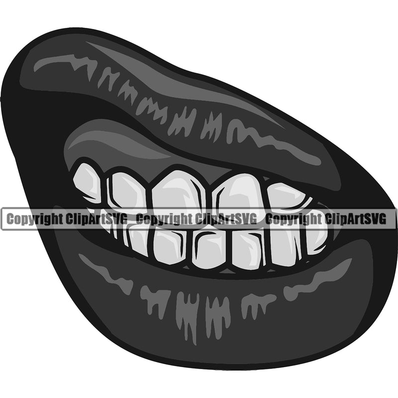 Lips White Color Design Element Gold Teeth Face Sexy Woman Female Girl Position Head Gangster Grill Thug Mean Mug Bling Jewelry Character Mascot Creation Create Art Artwork Creator Business Company Logo Clipart SVG