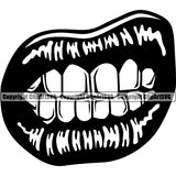 Lips Gold Teeth Design Element Face Sexy Mouth Position Grill Thug Mean Mug Bling Jewelry Cartoon Character Mascot Creation Create Art Artwork Creator Business Company Logo Clipart SVG