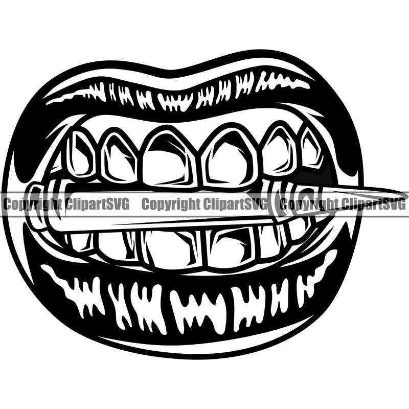 Lips Gold Teeth Bullet Design Element Face Sexy Mouth Position Head Gangster Grill Thug Mean Mug Bling Jewelry Character Mascot Creation Create Art Artwork Creator Business Company Logo Clipart SVG