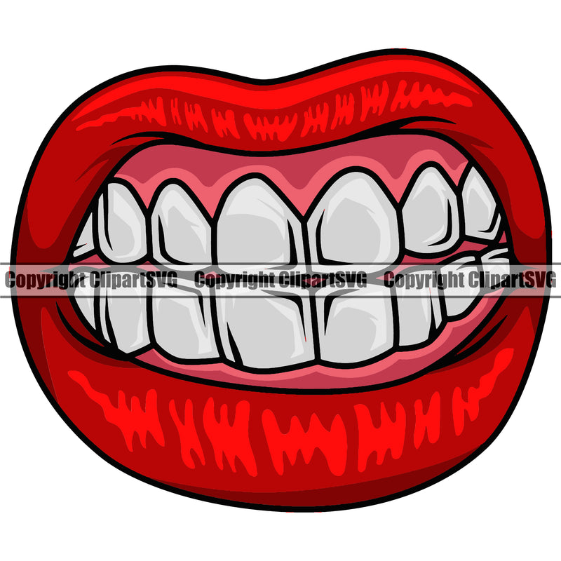 Lips Red Color Gold Teeth Design Element Face Sexy Mouth Position Head Grill Thug Mean Mug Bling Jewelry Character Mascot Creation Create Art Artwork Creator Business Company Logo Clipart SVG