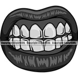 Lips Gold Teeth White Color Design Element Face Sexy Mouth Position Cartoon Gangster Grill Thug Mean Mug Bling Jewelry Mascot Creation Create Art Artwork Creator Business Company Logo Clipart SVG