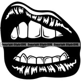 Lips Black Gold Teeth Gangster Grill Thug Mean Mug Bling Jewelry Design Element Sexy Mouth Position Head Cartoon Character Mascot Creation Create Art Artwork Creator Business Company Logo Clipart SVG