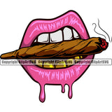 Lips Burning Smoking Marijuana Pot Blunt Bite Biting Dripping Cigarette Roll Gold Teeth Design Element Blunt Fire Face Sexy Mouth Head Gangster Grill Thug Mean Mug Bling Jewelry Character Create Art Woman Female Girl Lady Company Logo Clipart SVG
