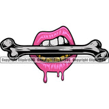 Lips Gold Teeth Bite Biting Human Bone Horror Design Element Face Sexy Woman Female Girl Gangster Grill Thug Mean Mug Bling Jewelry Cartoon Character Mascot Creation Create Art Artwork Creator Business Company Logo Clipart SVG