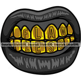 Lips Gold Teeth Flawless Flaw Less Text Design Element Woman Female Girl Lady Sexy Mouth Gangster Grill Thug Mean Mug Bling Jewelry Head Cartoon Character Mascot Creation Create Art Artwork Creator Business Company Logo Clipart SVG