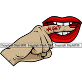 Lips Bite Biting Finger Sexual Sexy White Caucasian Naughty Text Design Element Face Sexy Mouth Position Head Cartoon Character Mascot Creation Create Art Artwork Creator Woman Female Girl Lady Company Logo Clipart SVG