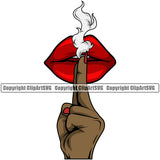 Lips Smoke Smoking Finer Gun Black African America Hand Design Element Sexy Mouth Woman Female Girl Lady Head Cartoon Character Mascot Creation Create Art Artwork Creator Business Company Logo Clipart SVG