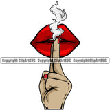 Lips Smoke Smoking Finer Gun White Caucasian Hand Design Element Face Sexy Mouth Position Woman Female Girl Lady Cartoon Character Mascot Creation Create Art Artwork Creator Business Company Logo Clipart SVG