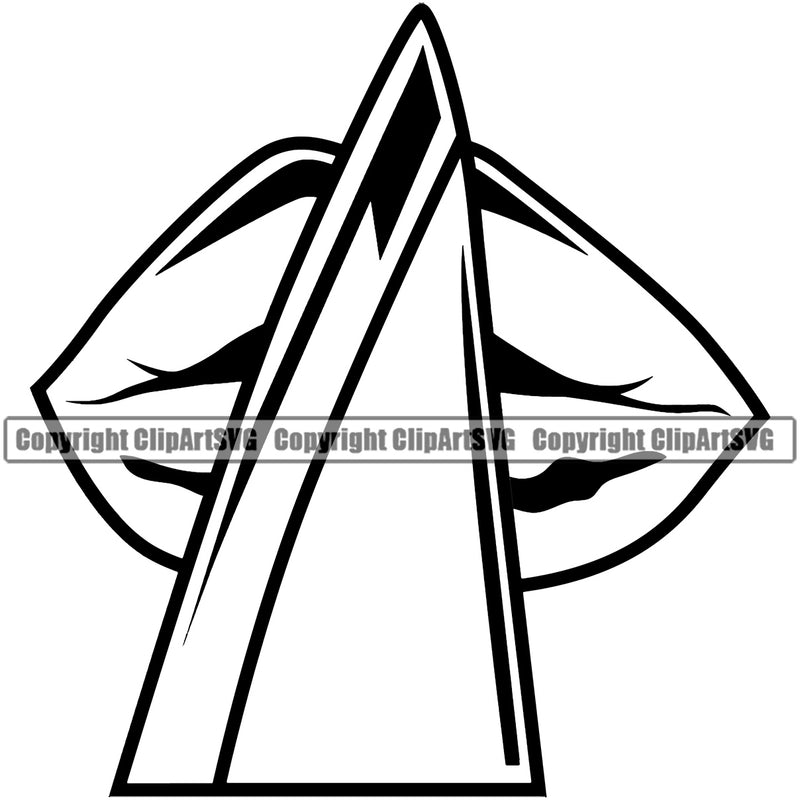 Lips Butcher Knife Horror Design Element Face Sexy Mouth Position Head Cartoon Character Mascot Woman Female Girl Lady Creation Create Art Artwork Creator Business Company Logo Clipart SVG