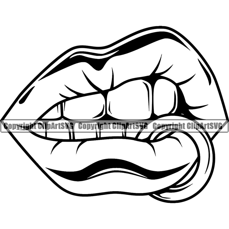 Lips Bottom Lip Rings Design Element Face Sexy Mouth Position Head Woman Female Girl Lady Character Mascot Creation Create Art Artwork Creator Business Company Logo Clipart SVG