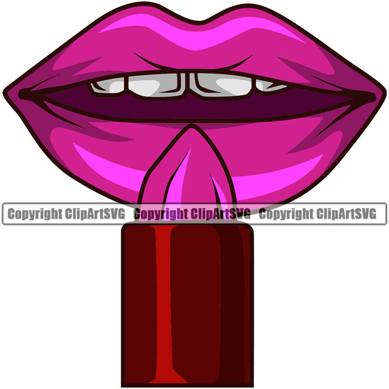 Lips Color Lipstick Design Element Woman Female Girl Lady Face Sexy Mouth Position Head Cartoon Character Mascot Creation Create Art Artwork Creator Business Company Logo Clipart SVG