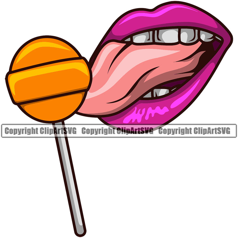 Lips Suck Sucking Lick Licking Candy Lollipop Color Lip Design Element Face Sexy Mouth Position Woman Female Girl Lady Cartoon Character Mascot Creation Create Art Artwork Creator Business Company Logo Clipart SVG