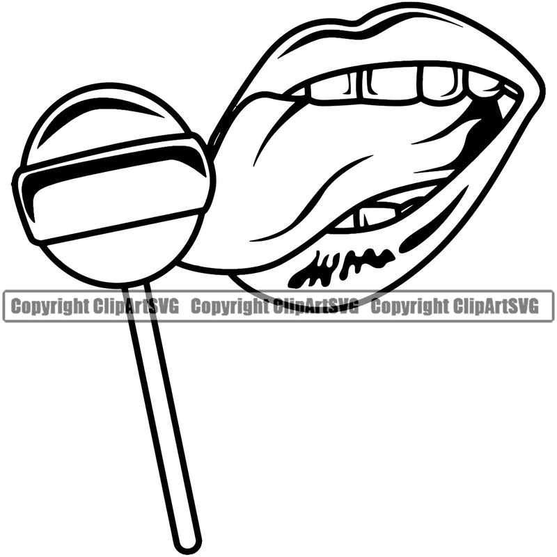 Lips Suck Sucking Lick Licking Candy Lollipop Mouth Design Element Face Sexy Position Head Cartoon Woman Female Girl Lady Mascot Creation Create Art Artwork Creator Business Company Logo Clipart SVG