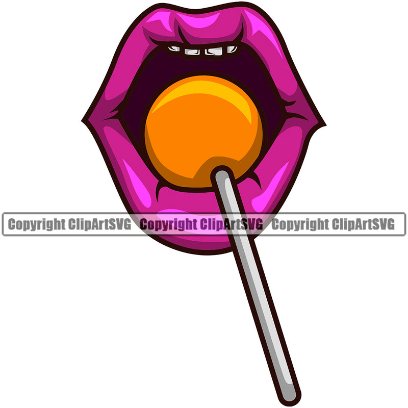 Lips Suck Sucking Lick Licking Candy Lollipop Color Lip Woman Female Girl Lady Design Element Face Sexy Mouth Position Head Cartoon Character Mascot Creation Create Art Artwork Creator Business Company Logo Clipart SVG