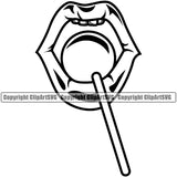 Lips Suck Sucking Lick Licking Candy Lollipop Woman Female Girl Lady Design Element Business Company Logo Face Sexy Mouth Position Head Cartoon Character Mascot Creation Create Art Artwork Creator Clipart SVG