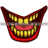 Lips Gold Color Tooth Design Element Face Mouth Position Head Evil Gangster Grill Thug Sinister Male Man Boy Grin Grinning Cartoon Character Mascot Creation Create Art Artwork Creator Business Company Logo Clipart SVG