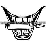 Lips Mouth Teeth Bite Biting Joker Bullet Design Element Face Position Head Cartoon Male Male Man Boy Boy Character Mascot Creation Create Art Artwork Creator Business Company Logo Clipart SVG