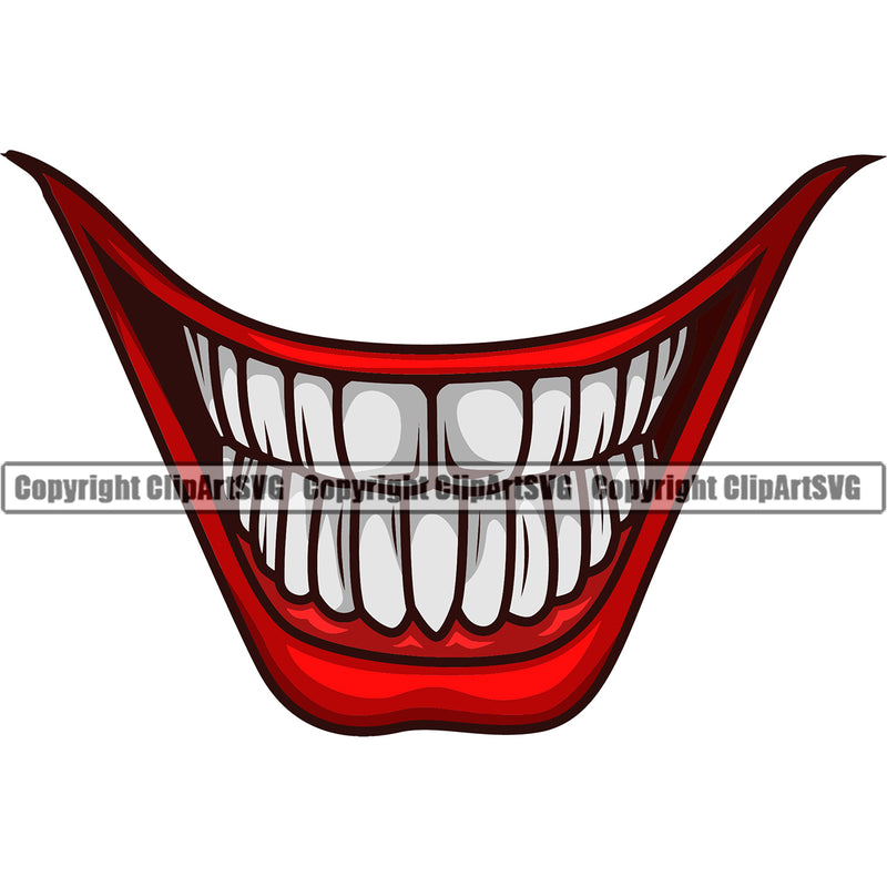 Lips Joker Color Design Element Face Mouth Position Head Cartoon Character Male Man Boy Mascot Creation Create Art Evil Sinister Grin Grinning Creator Business Company Logo Clipart SVG