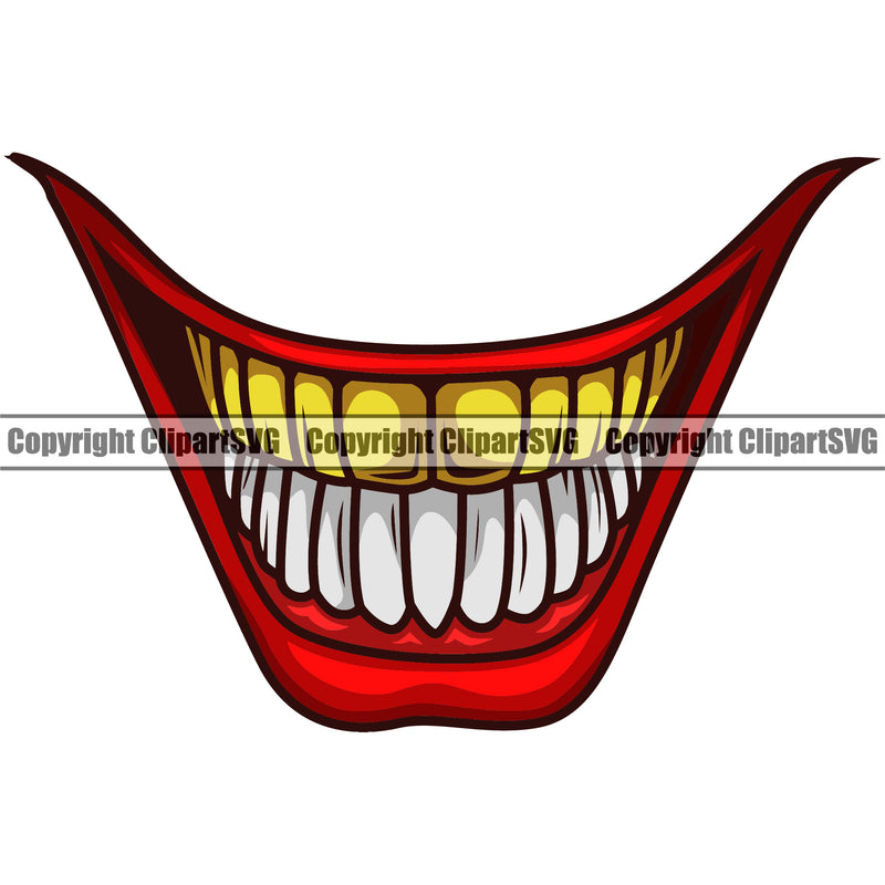 Lips Gold Color Teeth Design Element Face Mouth Male Man Boy Position Evil Sinister Grin Grinning Cartoon Character Mascot Creation Art  Gangster Grill Thug Mean Creator Business Company Logo Clipart SVG