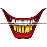 Lips Bottom Gold Teeth Joker Design Element Face Mouth Position Male Man Boy Cartoon Evil Sinister Grin Grinning Character Mascot Creation Create Art Gangster Grill Thug Mean Mug Bling Creator Business Logo Clipart SVG