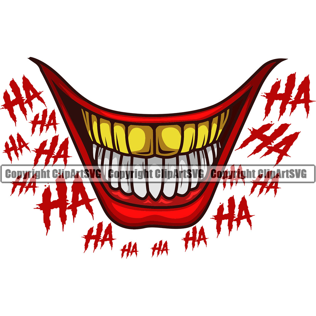 Lips Evil Sinister Grin Grinning Gold Teeth Ha Ha Text Design Element Thug Mean Mug Bling Jewelry Mouth Position Head Cartoon Character Mascot Creation Create Art Artwork Creator Male Man Boy Company Logo Clipart SVG