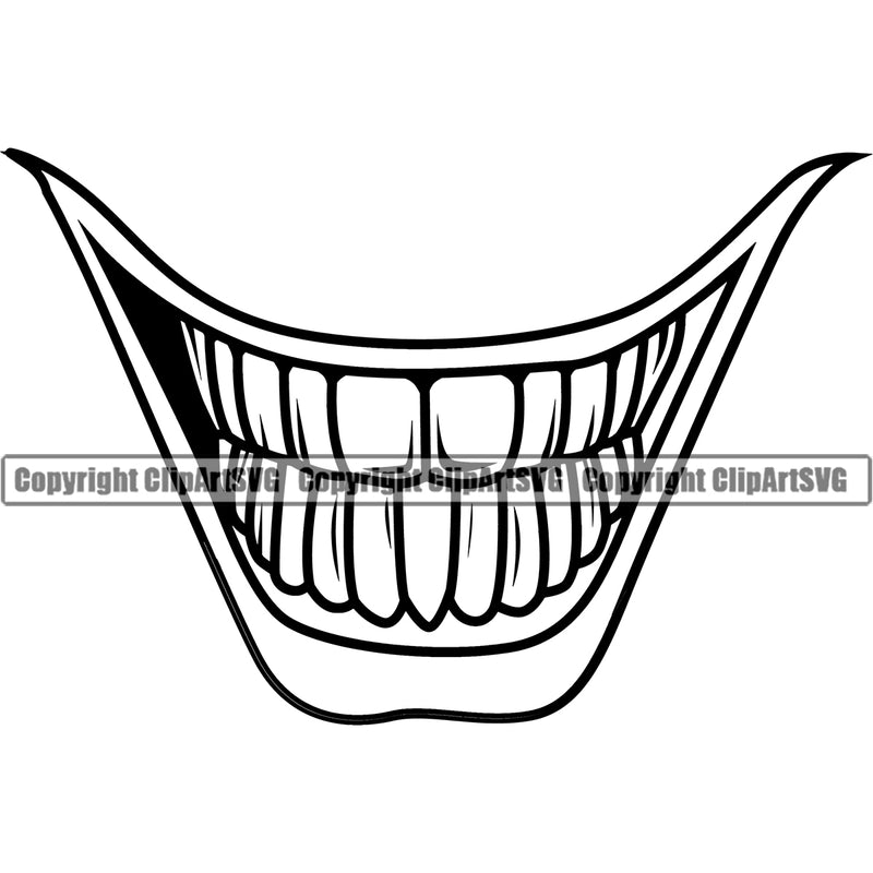 Lips Evil Sinister Grin Grinning Design Element Face Mouth Position Head Male Man Boy Joker Cartoon Character Mascot Creation Create Art Artwork Creator Business Company Logo Clipart SVG