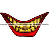 Lips Mouth Gold Teeth Design Element Face Mouth Position Head Cartoon Gangster Grill Thug Mean Mug Bling Jewelry Sinister Grin Grinning Character Mascot Creation Create Art Artwork Creator Business Company Logo Clipart SVG