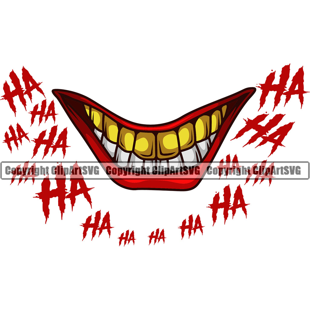 Lips Gold Teeth Ha Ha Text Design Element Face Mouth Male Boy Position Head Cartoon Evil Sinister Grin Grinning Character Mascot Creation Create Art  Gangster Grill Thug Mean Mug Bling Creator Business Company Logo Clipart SVG