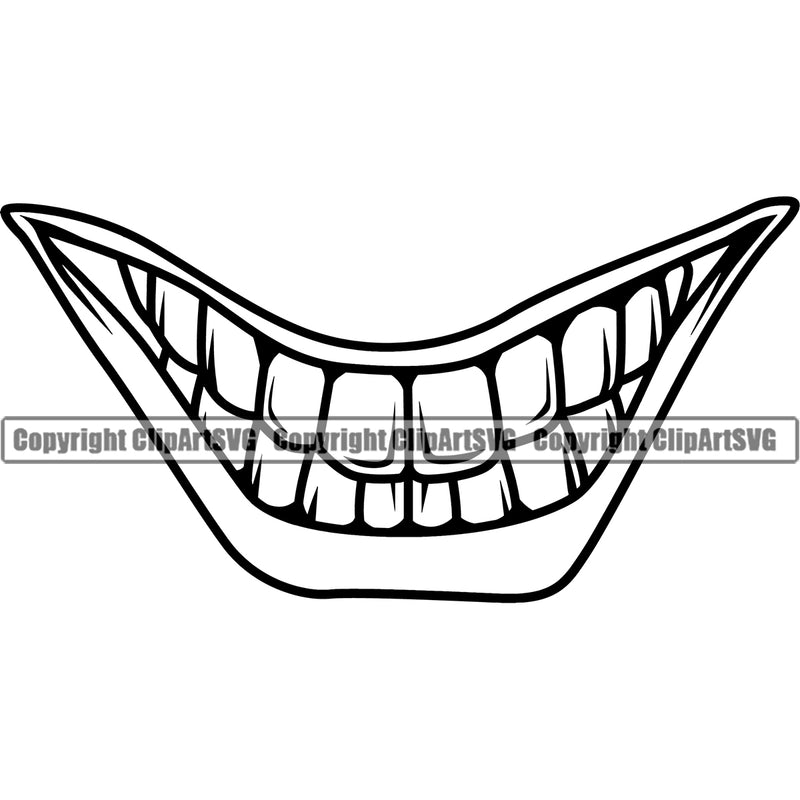Lips Joker Mouth Evil Sinister Male Man Boy Grin Grinning Design Element Face Mouth Position Head Cartoon Character Mascot Creation Create Art Artwork Creator Business Company Logo Clipart SVG