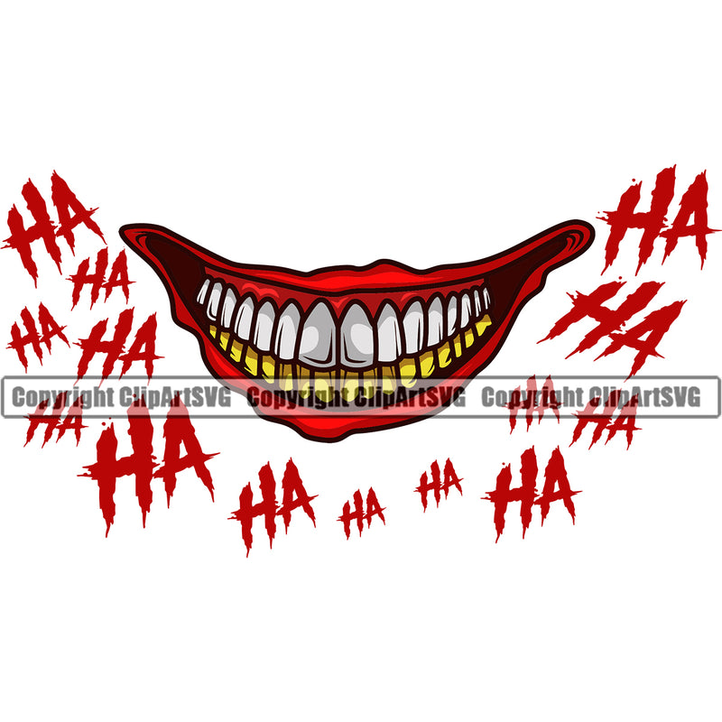 Lips Mouth Ha Ha Red Color Design Element Face Mouth Gangster Grill Thug Mean Gold Teeth Evil Sinister Grin Grinning Cartoon Character Mascot Creation Create Art Artwork Creator Business Company Logo Clipart SVG