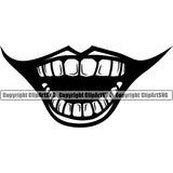 Lips Clown Open Mouth Evil Sinister Grin Grinning Male Boy Design Element Face Mouth Position Head Cartoon Character Mascot Creation Create Art Artwork Creator Business Company Logo Clipart SVG