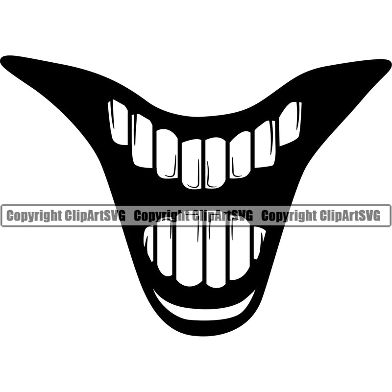 Lips Smile Clown Mouth Design Element Face Black Color Position Head Cartoon Evil Sinister Grin Grinning Character Mascot Creation Create Art Artwork Creator Business Company Logo Clipart SVG