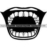 Lips Open Mouth Clown Design Element Face Black Color Position Head Cartoon Character Mascot Creation Create Evil Sinister Grin Grinning Artwork Creator Business Company Logo Clipart SVG