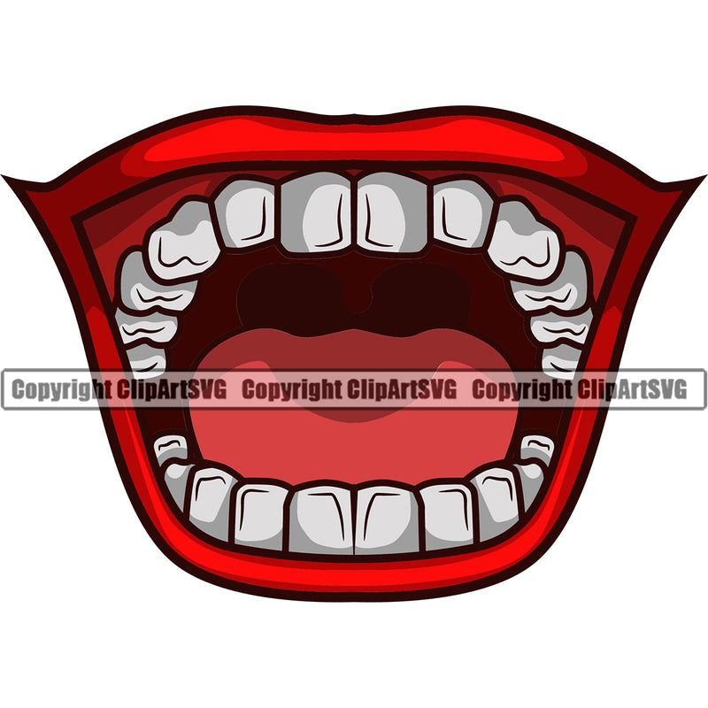 Lips Red Color Clown Mouth Tongue Design Element Face Mouth Position Head Evil Sinister Grin Grinning Boy Man Male Cartoon Character Mascot Creation Create Art Artwork Creator Business Company Logo Clipart SVG