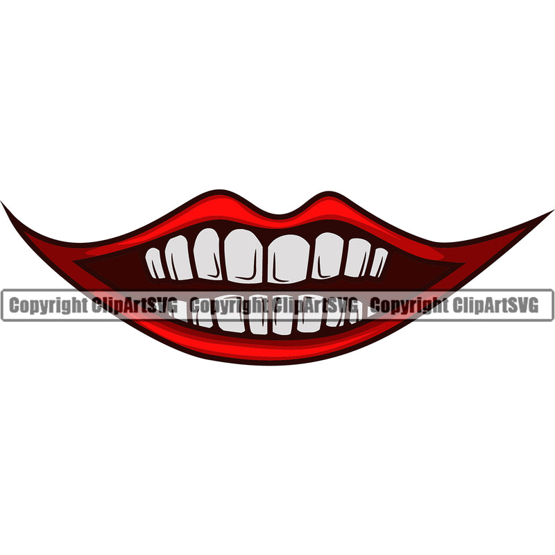 Lips Mouth Clown Color Design Element Face Mouth Position Woman Female Girl Lady Male Man Boy Head Evil Sinister Grin Grinning Cartoon Character Mascot Creation Create Art Artwork Creator Business Company Logo Clipart SVG