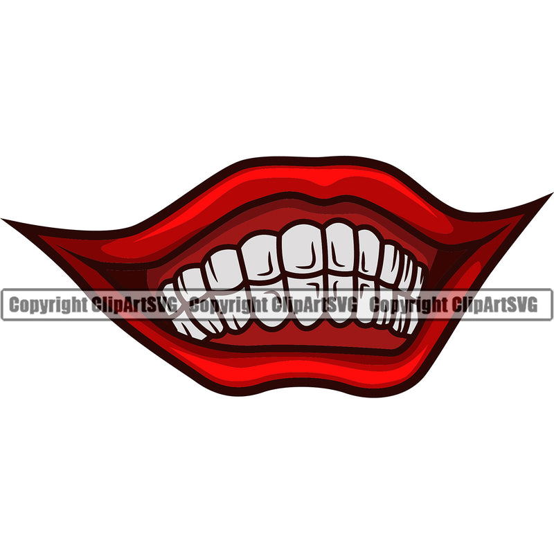 Lips Clown Red Color Smile Face Design Element Face Male Man Boy Position Head Cartoon Character Evil Sinister Grin Grinning Creation Create Art Business Company Logo Clipart SVG