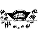 Lips Clown Black Color Ha Ha Text Design Element Face Mouth Position Head Cartoon Character Mascot Man Male Boy Creation Create Art Evil Sinister Grin Grinning Creator Business Company Logo Clipart SVG