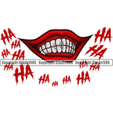 Lips Evil Sinister Grin Grinning Clown Ha Ha Text Design Element Face Mouth Position Head Cartoon Character Mascot Creation Create Male Man Boy Artwork Creator Business Company Logo Clipart SVG