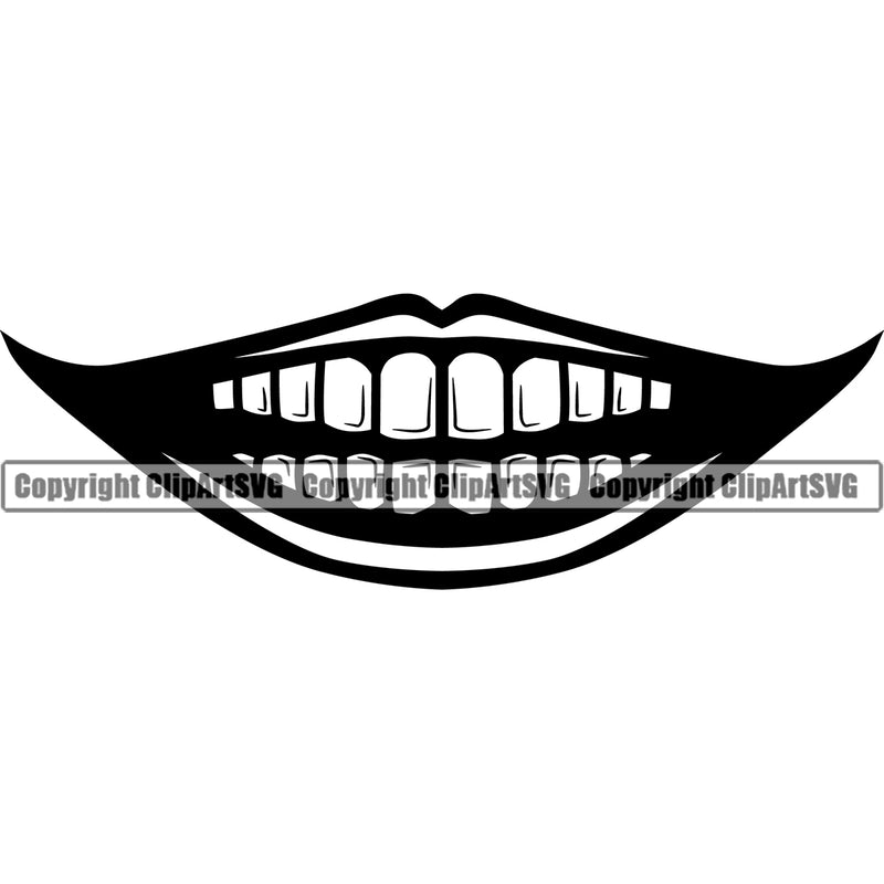 Lips Smile Clown Teeth Design Element Face Mouth Position Head Cartoon Character Evil Sinister Grin Grinning Mascot Creation Create Art Artwork Creator Business Company Logo Clipart SVG