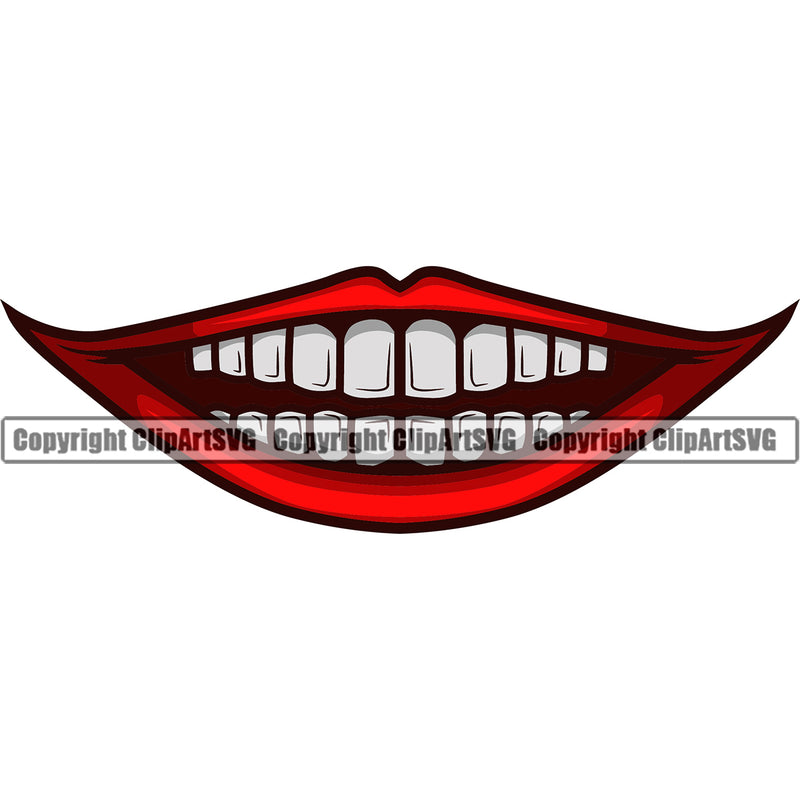 Lips Mouth Clown Teeth Design Element Face Position Head Cartoon Evil Sinister Grin Grinning Character Mascot Creation Create Art Artwork Creator Business Company Logo Clipart SVG