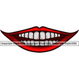 Lips Mouth Clown Teeth Design Element Face Position Head Cartoon Evil Sinister Grin Grinning Character Mascot Creation Create Art Artwork Creator Business Company Logo Clipart SVG