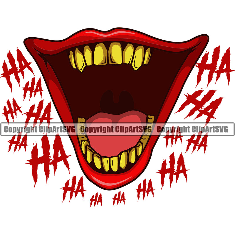 Lips Clown Open Mouth Gold Text Design Element Woman Female Girl Lady Male Man Boy Face Mouth Position Head Cartoon Mascot Creation Gangster Grill Thug Mean Mug Bling Jewelry Evil Sinister Grin Grinning Art Creator Business Company Logo Clipart SVG